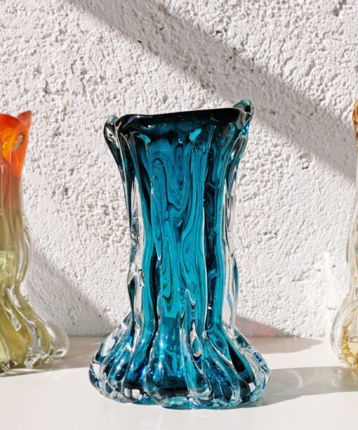 Alternative view of Luminous Flow Vase - Lagoon Blue